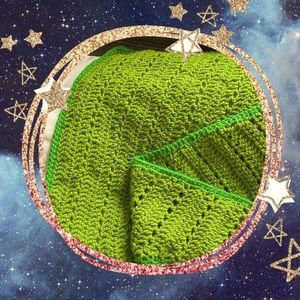 Vertical scarf/wrap/green/long/unique/crochet